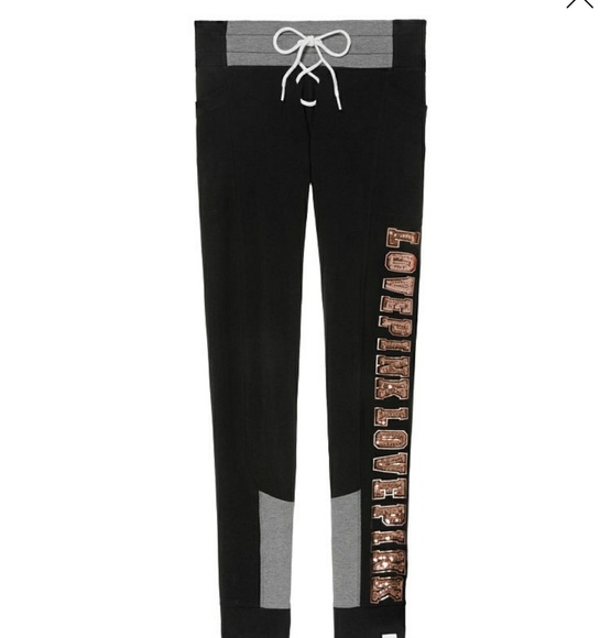 Nwt Victorias Secret PINK Rose Gold Bling Leggings - Picture 3 of 8